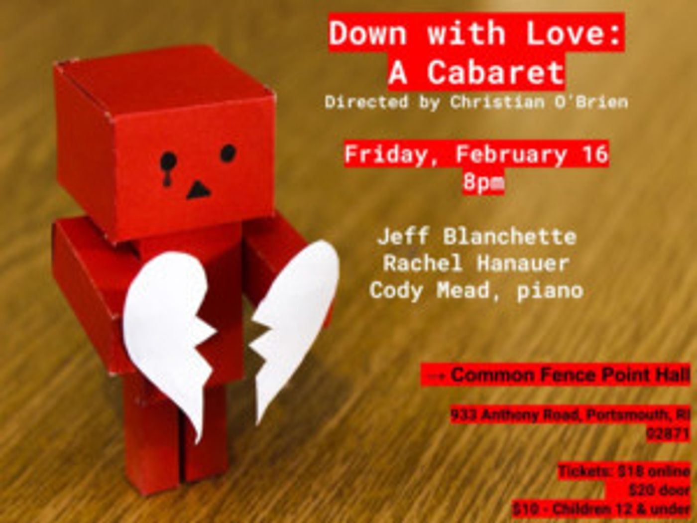 JMG Theater is Presenting DOWN WITH LOVE: A CABARET  Image