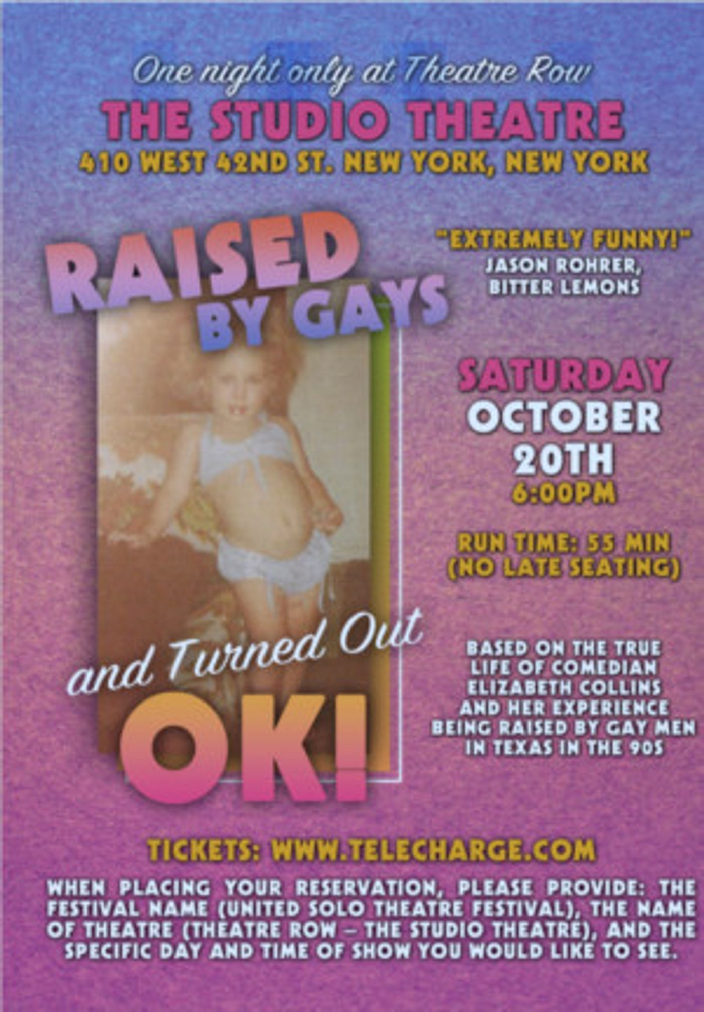 RAISED BY GAYS AND TURNED OUT OK! Comes to Theatre Row One Night Only  Image