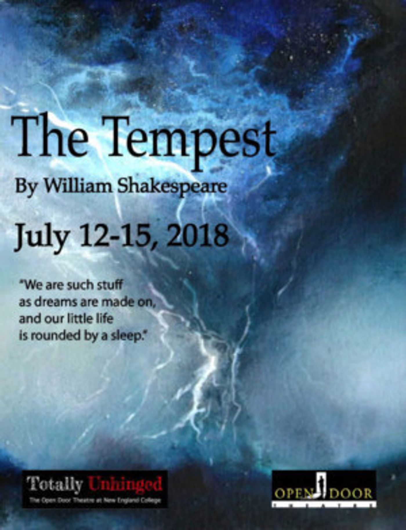 The Open Door Theatre Presents William Shakespeare's THE TEMPEST  Image
