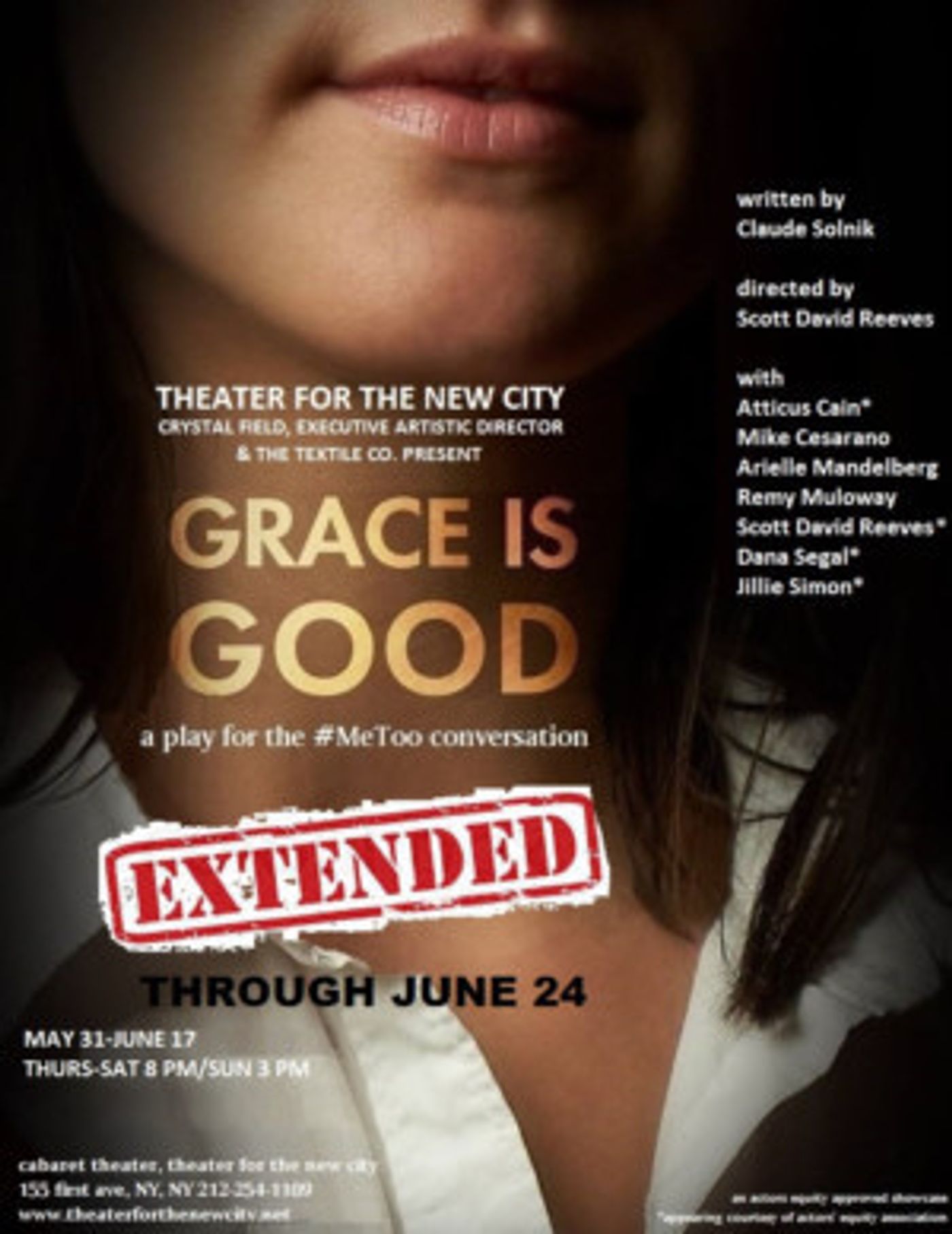 Theater For The New City Extends GRACE IS GOOD, A Play For The #metooconversation  Image