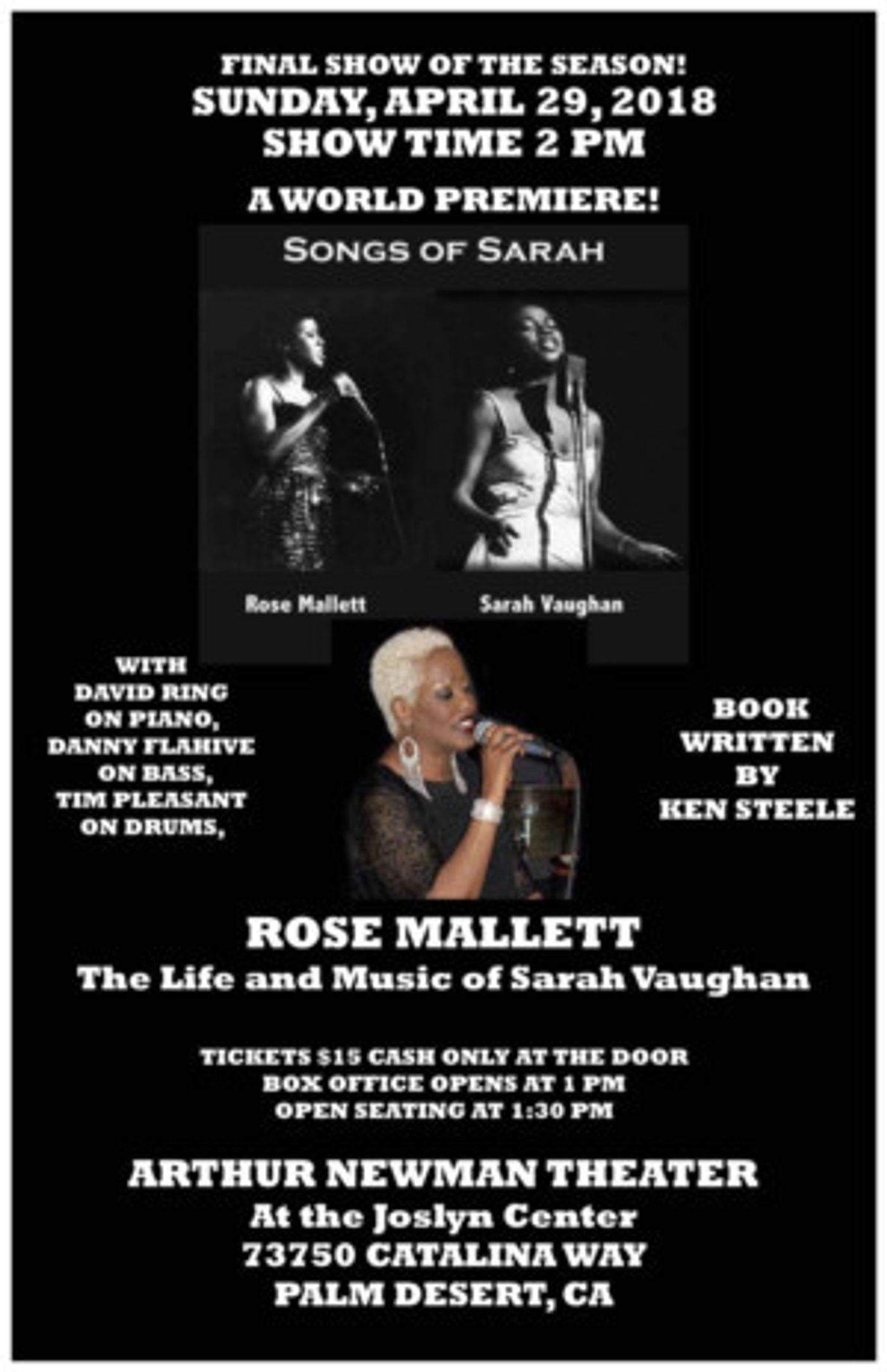 SONGS OF SARAH to Tribute Sarah Vaughan Starring Rose Mallett  Image