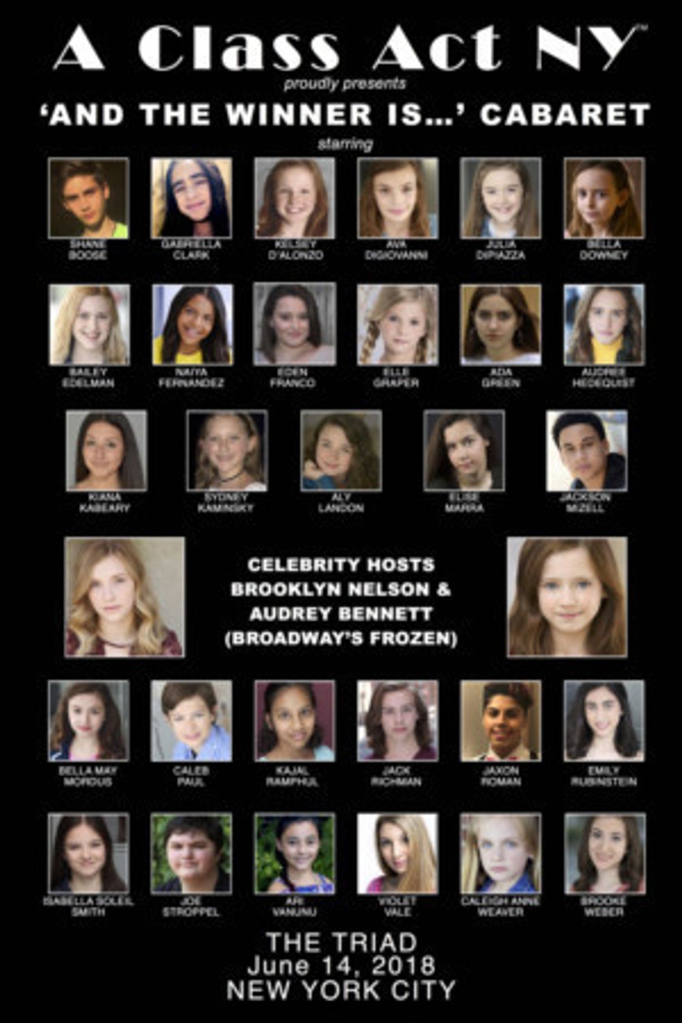 FROZEN's Audrey Bennett And Brooklyn Nelson Host A Class Act NY's 'And The Winner Is' Cabaret  Image