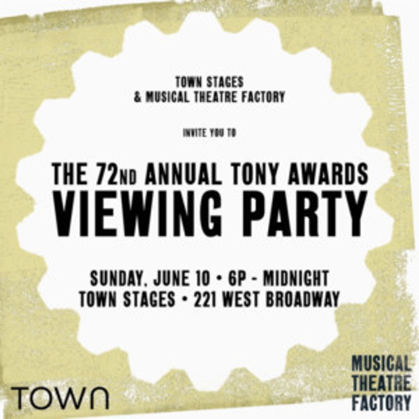 Town Stages & Musical Theatre Factory Present The 72nd Annual Tony Awards Viewing Party  Image