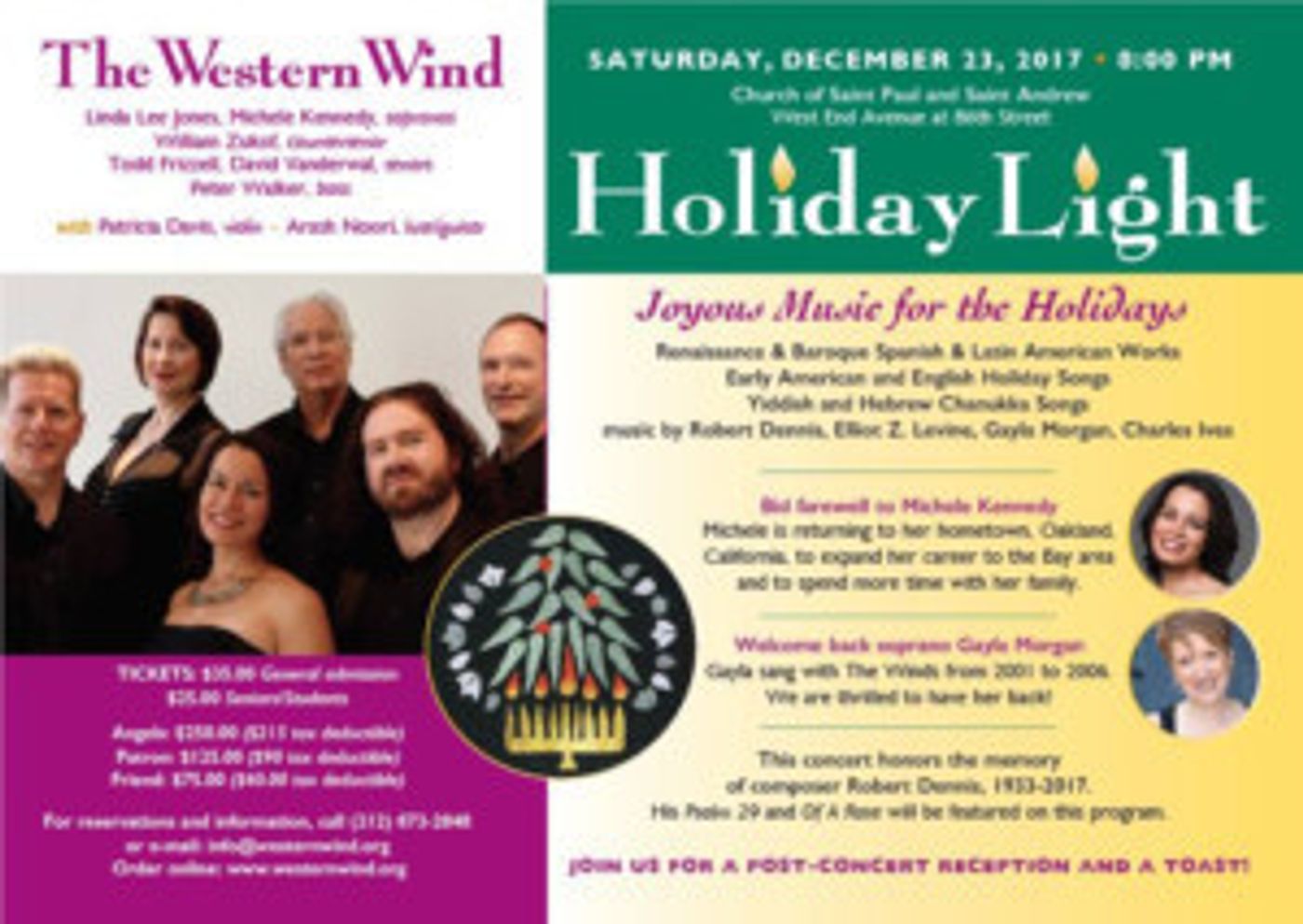 The Western Wind Vocal Sextet presents HOLIDAY LIGHT  Image