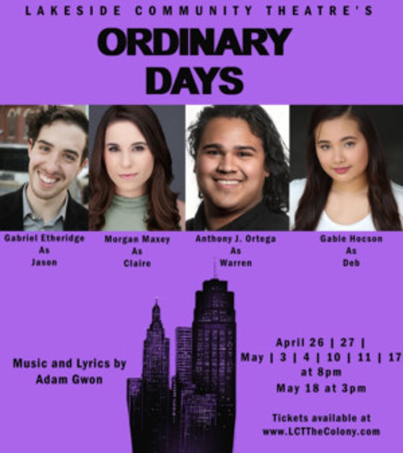 Lakeside Community Theatre Announces Cast & Creative Team Of ORDINARY DAYS  Image