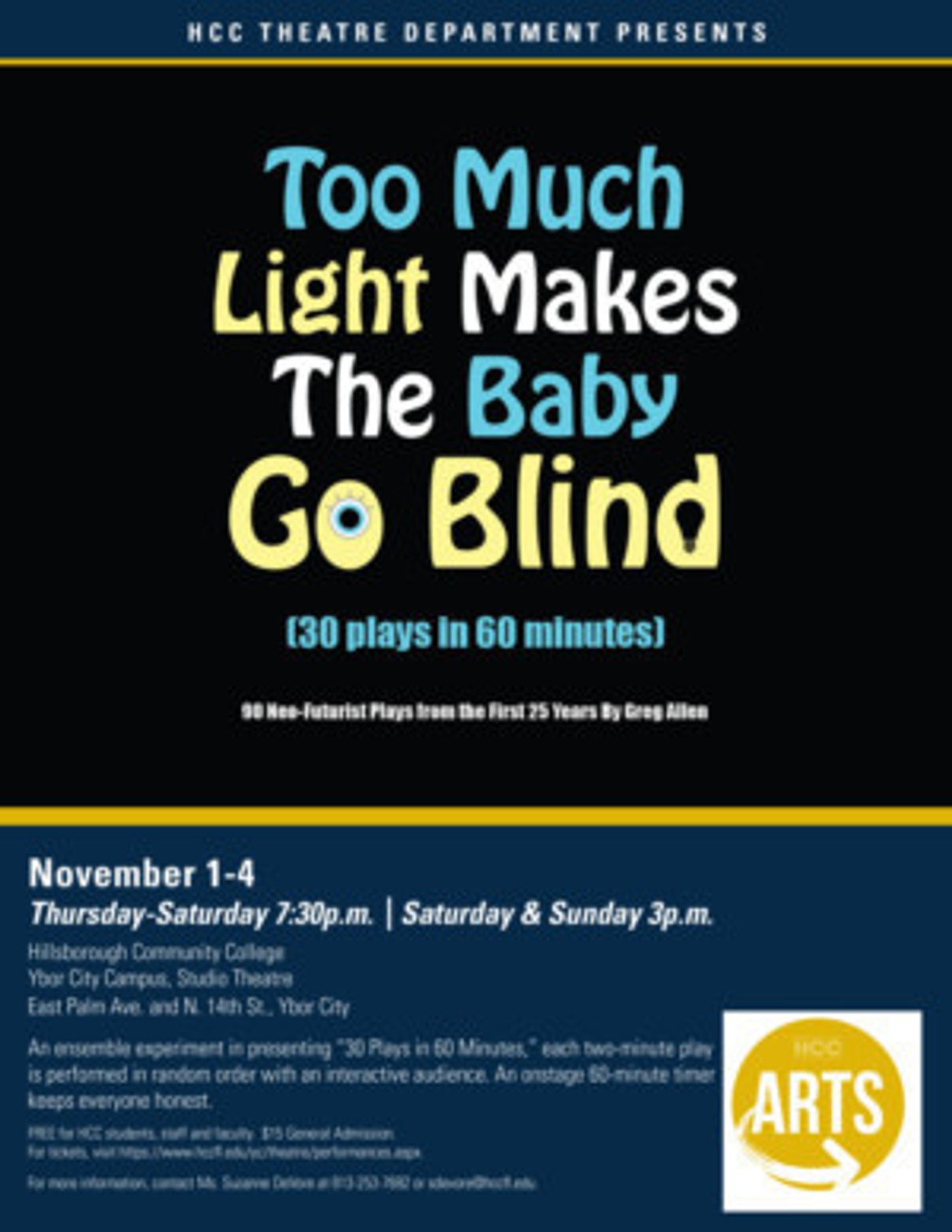 HCC Ybor City Theatre Department Presents TOO MUCH LIGHT MAKES THE BABY GO BLIND  Image