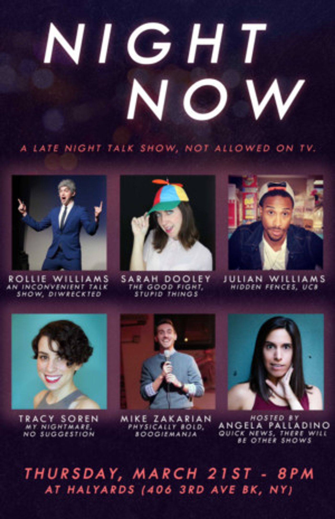 NIGHT NOW Live Late Night Show Premieres Thursday at Halyards Brooklyn  Image