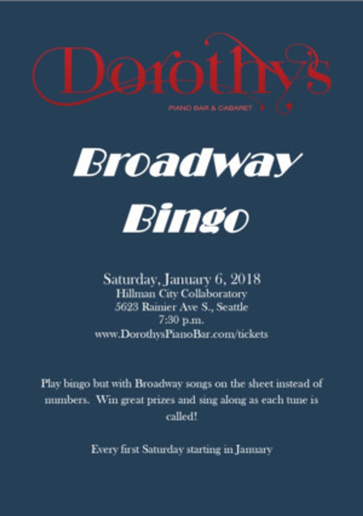 BROADWAY BINGO to Kick Off This January at Dorothy's  Image