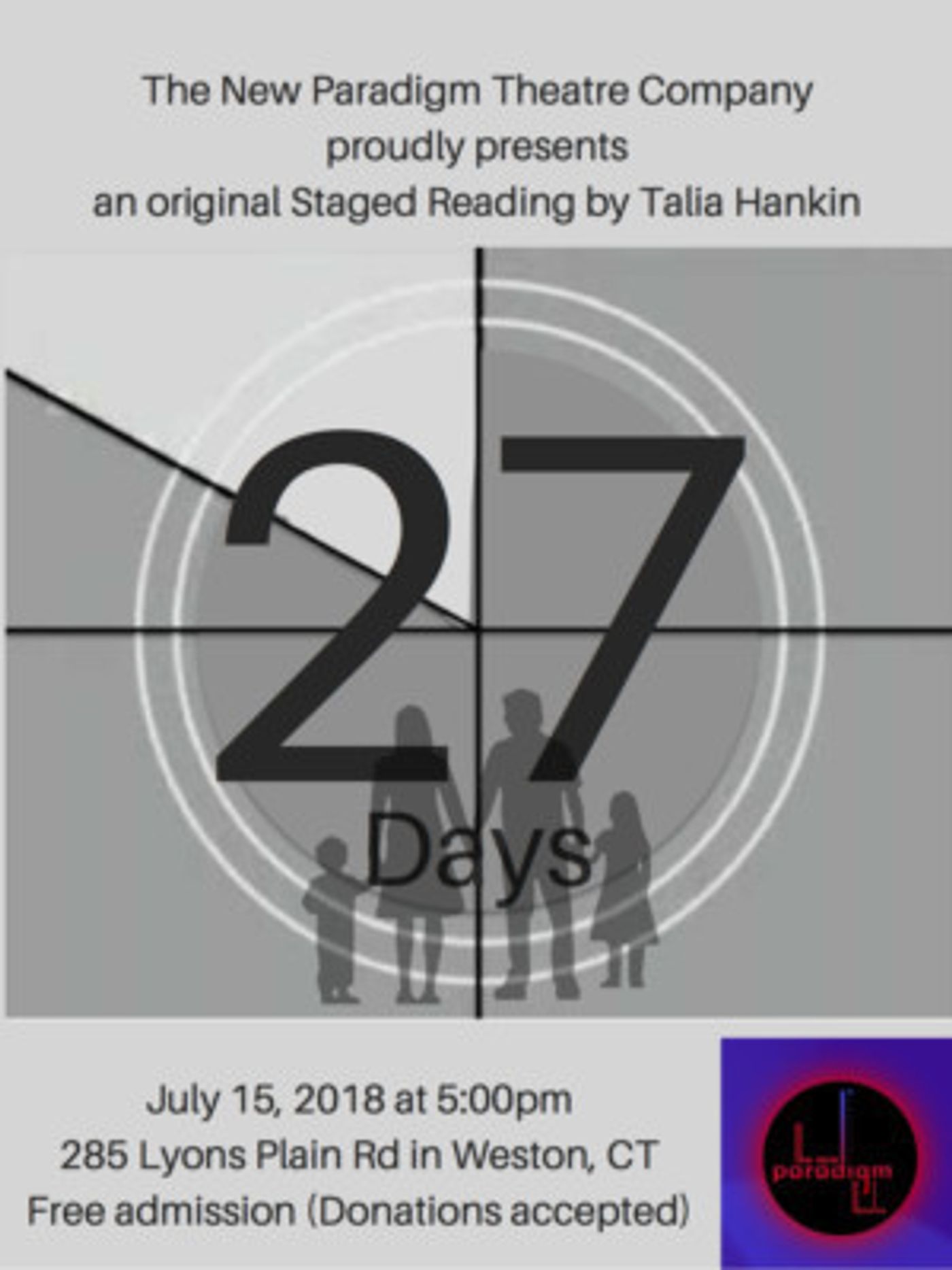 New Paradigm Theatre Company Announces Staged Reading Of 27 DAYS By Talia Hankin  Image