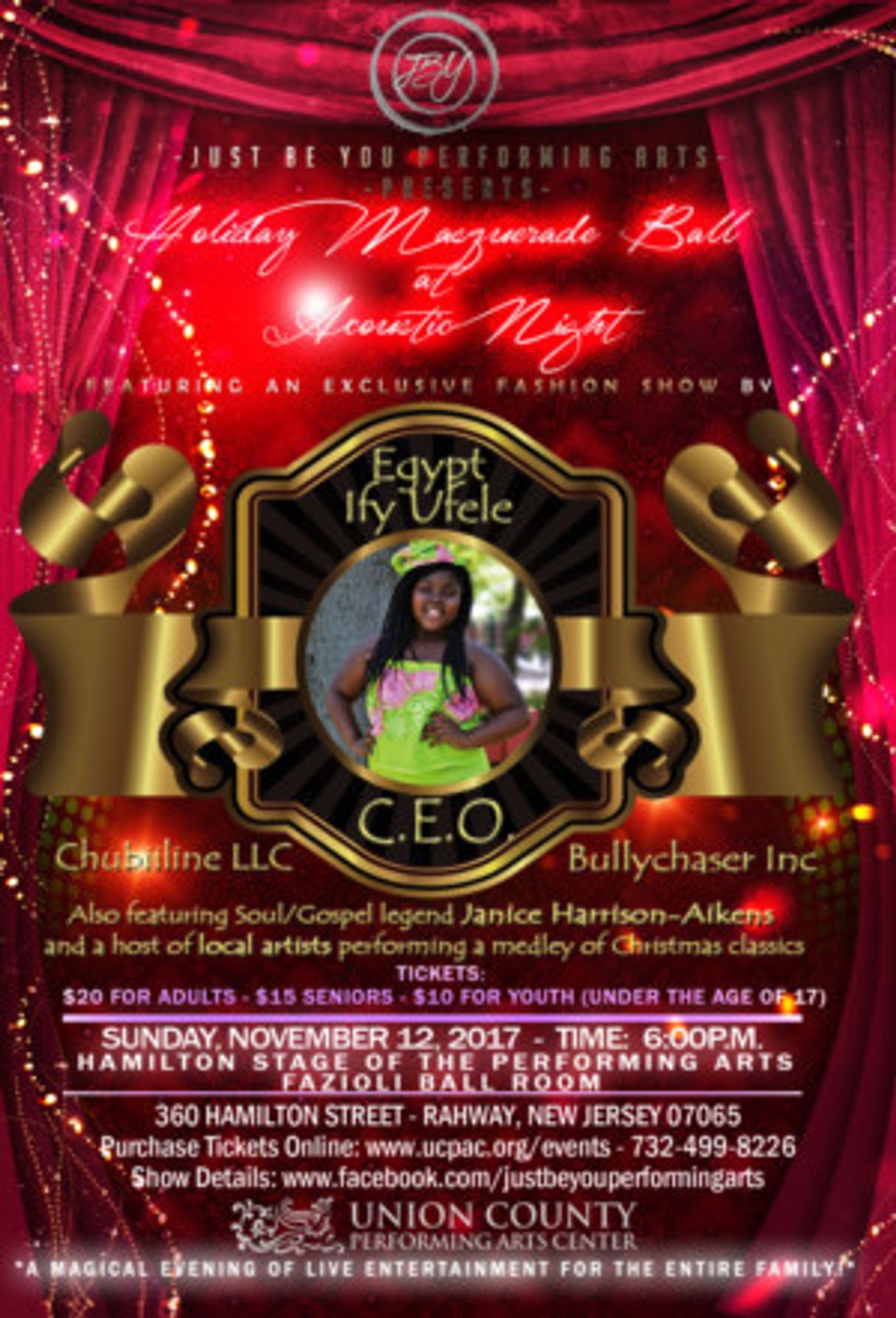 12-Year-Old Fashion Designer Egypt (Ify) Ufele to Headline Holiday Masquerade Ball at Hamilton Stage  Image