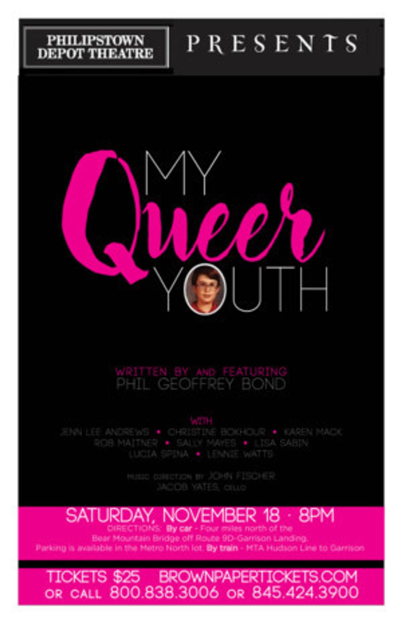 MY QUEER YOUTH Opens in November Philipstown Depot Theatre  Image