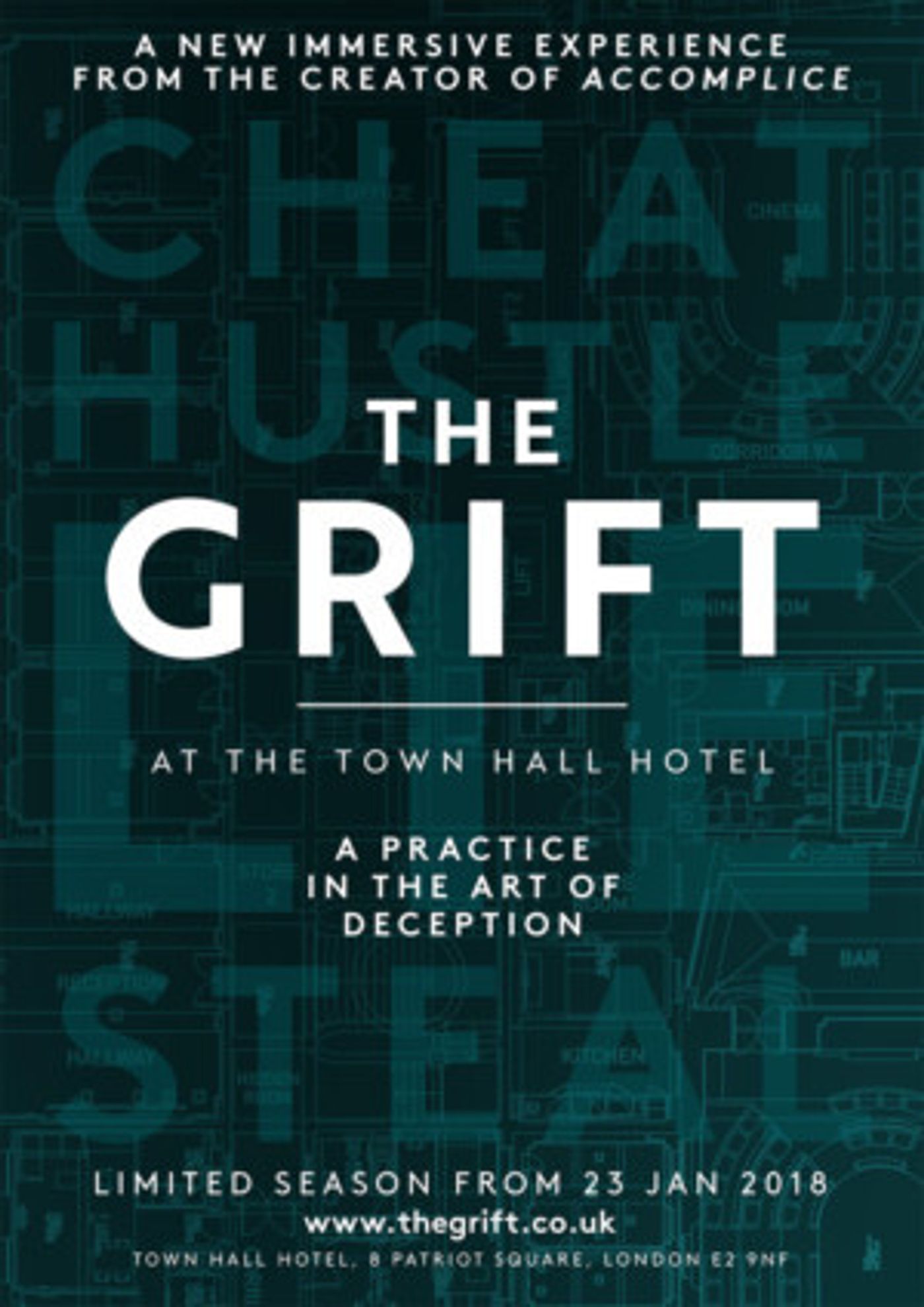 New Immersive Show THE GRIFT to Take Over Bethnal Green Town Hall Hotel  Image