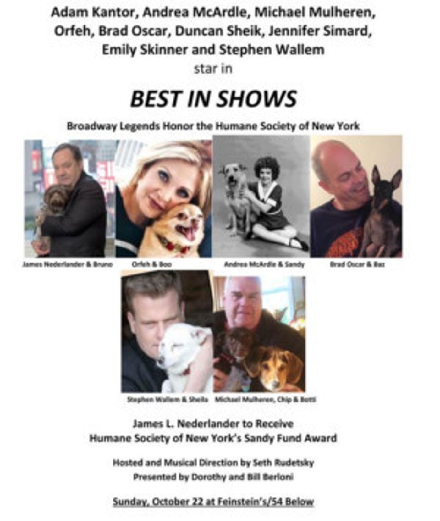 Duncan Sheik, Jennifer Simard and Emily Skinner Sign on for BEST IN SHOWS Benefit at Feinstein's/54 Below  Image