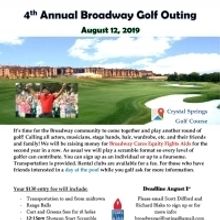 4th Annual Broadway Golf Outing Announced At Crystal Springs Golf Club and Resort
