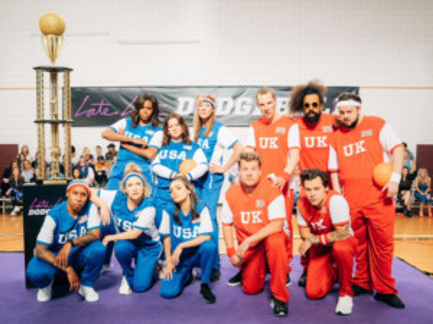 Michelle Obama Joins James Corden for an International Dodgeball Game  Image