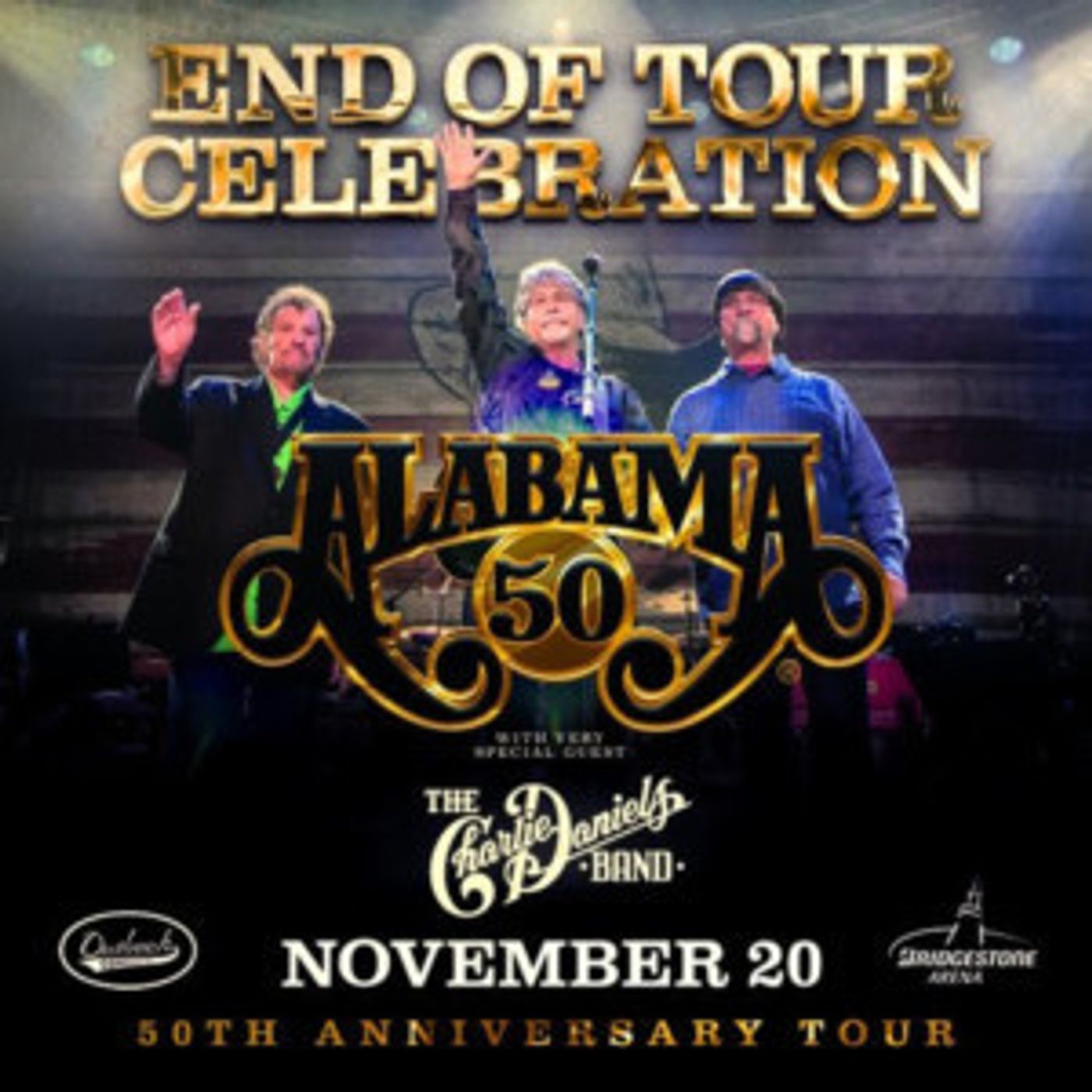 ALABAMA Reveals '50th Anniversary End of Tour Celebration' Set for Nashville's Bridgestone Arena  Image