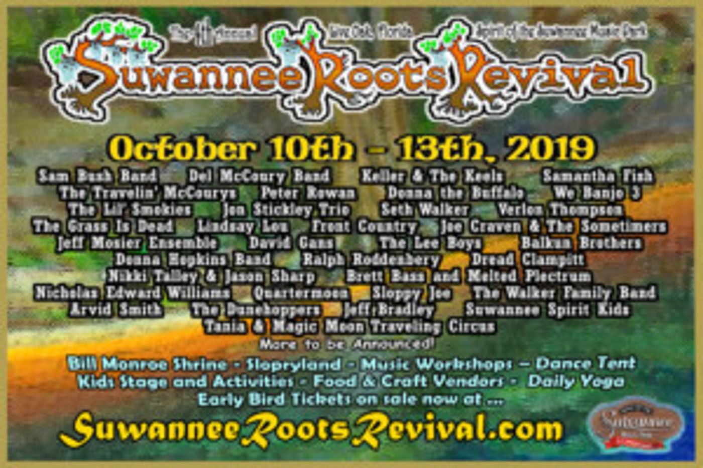 Sam Bush Band, Del McCoury, Keller & The Keels to Perform at the 4th Annual Suwannee Roots Revival  Image