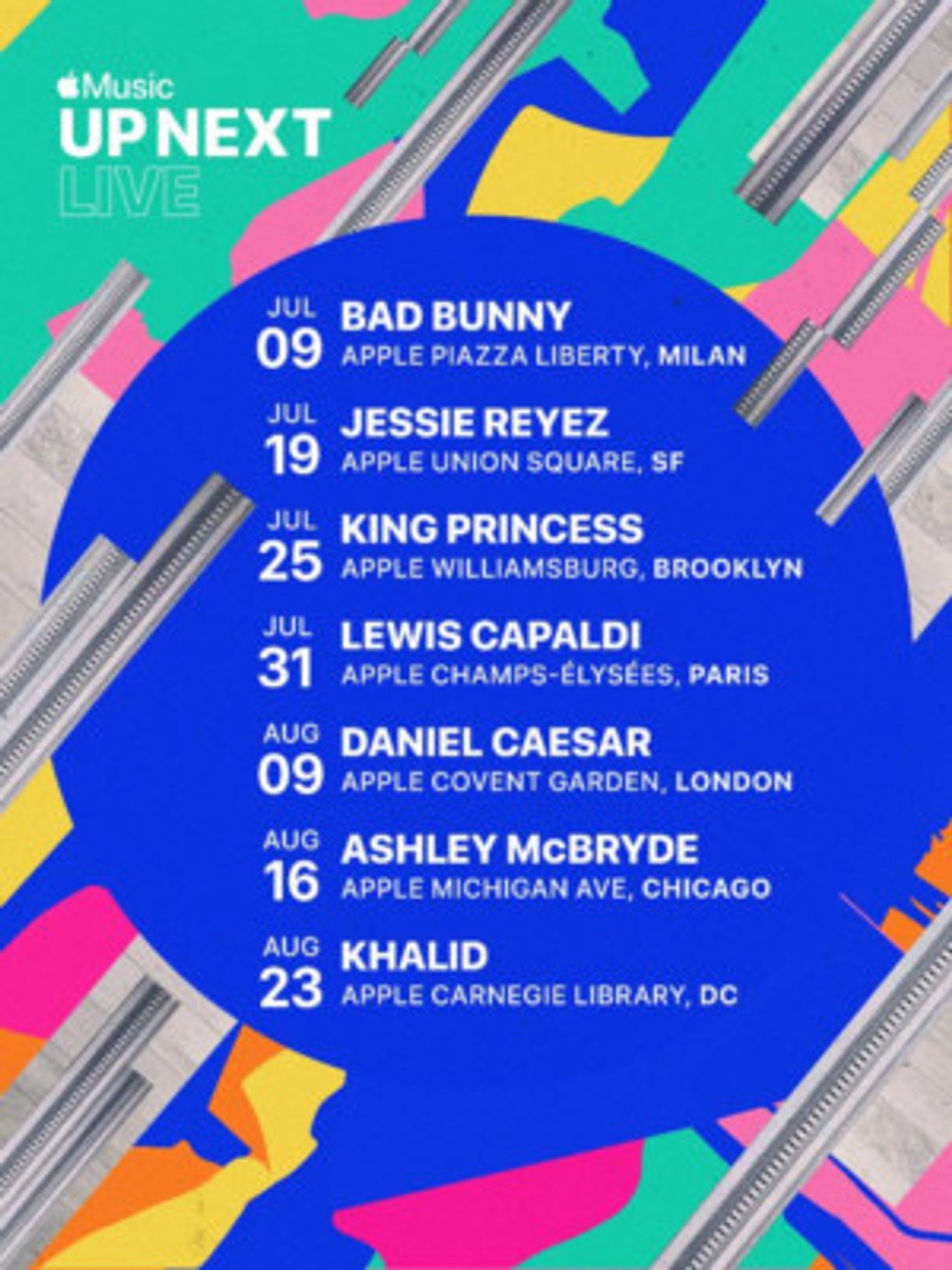 Apple Music Announces 'Up Next Live' Lineup Featuring Bad Bunny, Daniel Caesar, Khalid Apple Music Announces 'Up Next Live' Lineup Featuring Bad Bunny, Daniel Caesar, Khalid Image