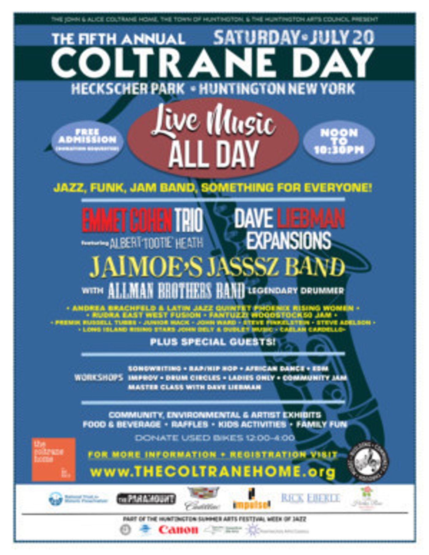Fifth Annual Coltrane Day Music Celebration Returns to Huntington's Heckscher Park Fifth Annual Coltrane Day Music Celebration Returns to Huntington's Heckscher Park Image