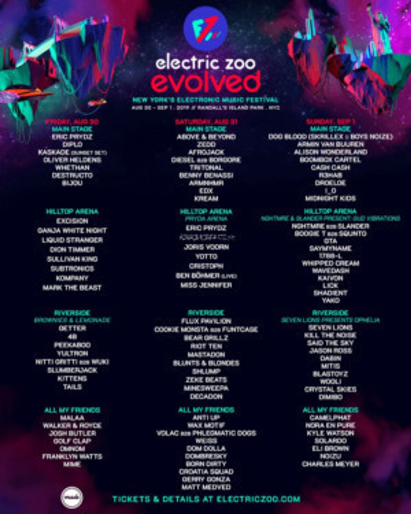 ELECTRIC ZOO: EVOLVED Announces Stage By Stage Daily Line-Ups  Image