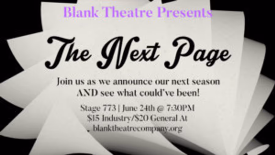 Blank Theatre Company Announces Performers For 'The Next Page'  Fundraiser Image