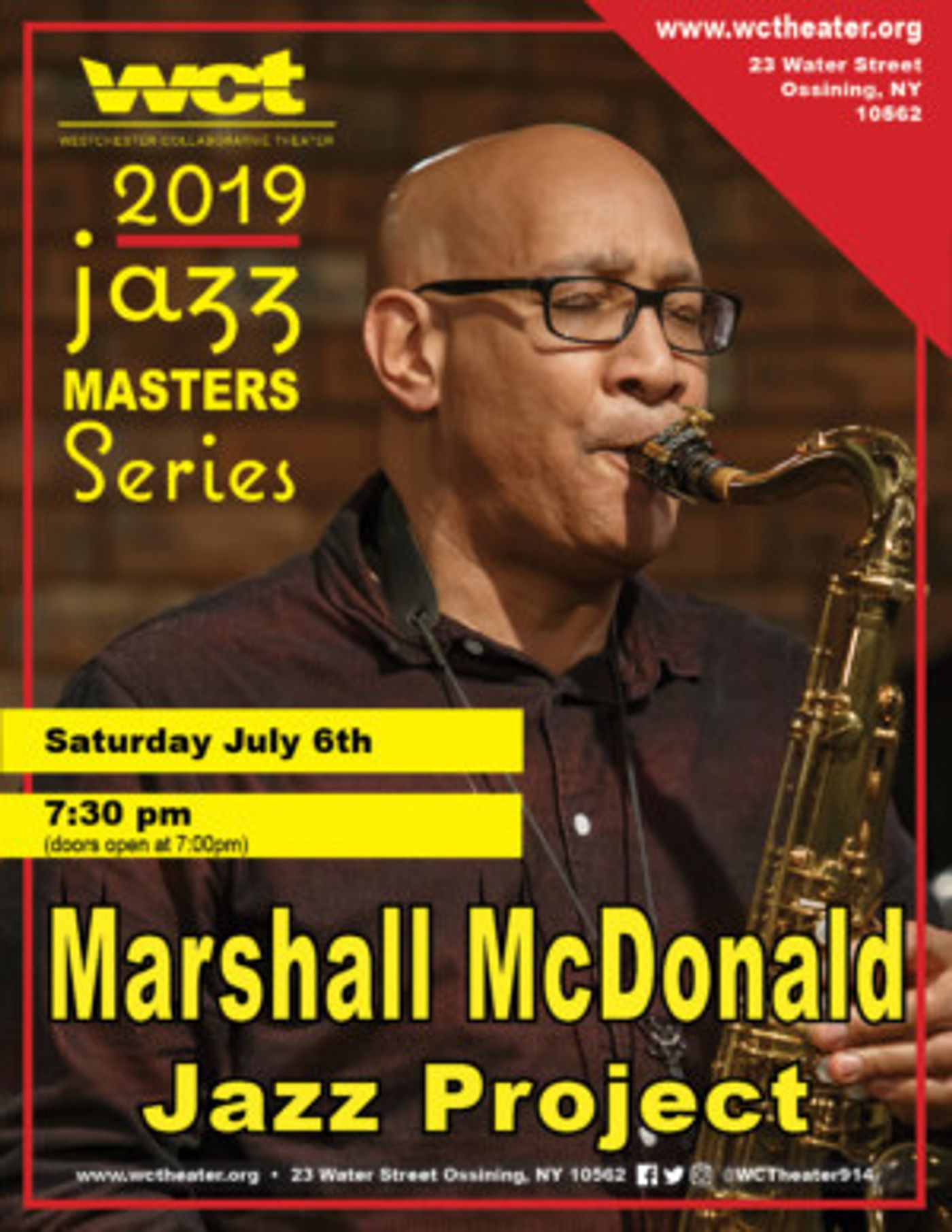Westchester Collaborative Theater's Jazz Masters Series  Presents Saxophonist Marshall McDonald Of The Count Basie Orchestra  Image