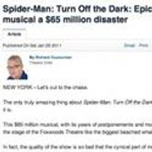 Toronto Star Reviews SPIDER-MAN: '$65 million disaster'