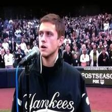 STAGE TUBE: Aaron Tveit Sings 'God Bless America' at Yankees Game!