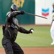 VIDEO: G.I. JOE's 'Snake Eyes' Throws Out First Pitch at Oakland Coliseum