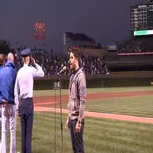 STAGE TUBE: Josh Young Sings National Anthem at Wrigley Field!