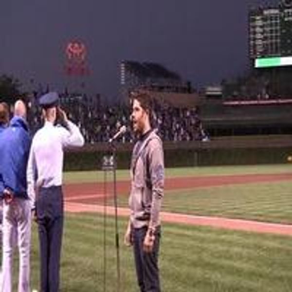 STAGE TUBE: Josh Young Sings National Anthem at Wrigley Field! - Chicago Theater Video