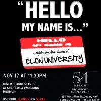 Elon University Alumni to Present HELLO MY NAME IS... at 54 Below, 11/17