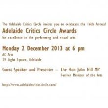 SHORTLIST ANNOUNCED FOR 2013 ADELAIDE CRITICS CIRCLE AWARDS