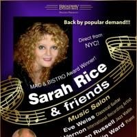 Broadway Concerts Direct Presents SARAH RICE & FRIENDS, 9/27
