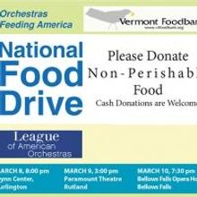 The Vermont Symphony Orchestra Holds Food Drive to Feed Those in Need in Vermont