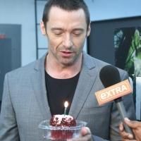 Photo Coverage: EXTRA Delivers Hugh Jackman a Birthday Cupcake!
