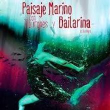 Paisaje marino con tiburones y bailarina