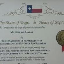 Photo Flash: Texas Flies Flag for in Honor of ANN