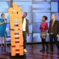 ANNIE's Cameron Diaz, Jamie Foxx & Quvenzhane Wallis Play Jenga on ELLEN!