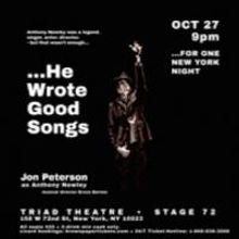 Jon Peterson's HE WROTE GOOD SONGS Comes to The Triad, 10/27