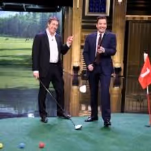 VIDEO: Hugh Grant & Charles Barkley Play Hallway Golf on TONIGHT SHOW