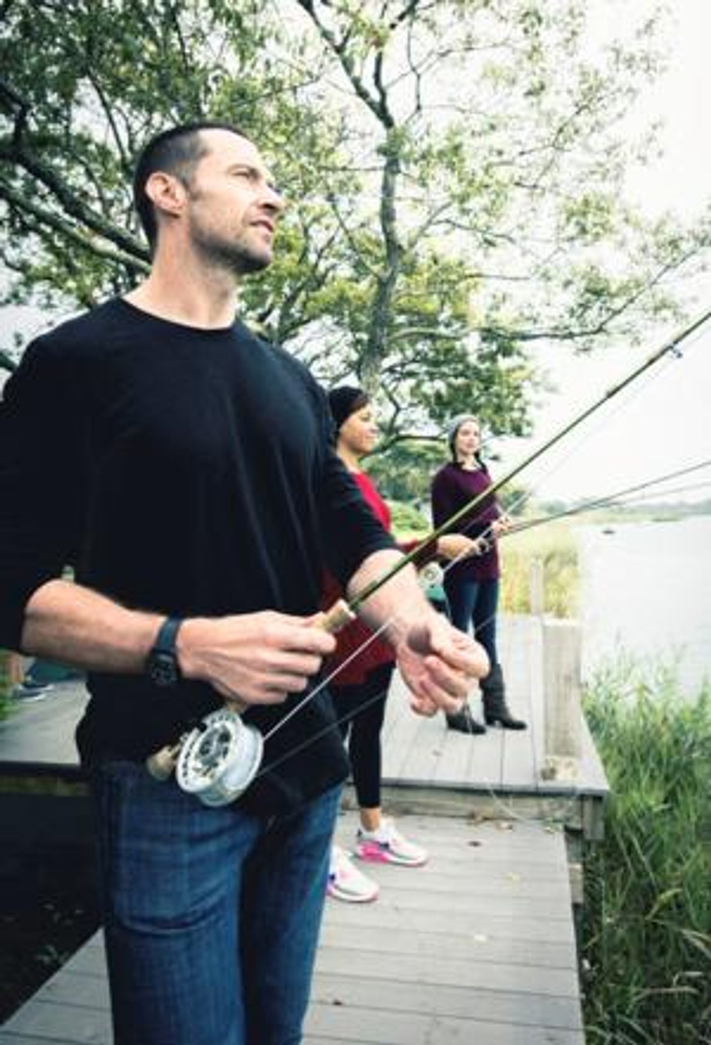 Photo Flash: Hugh Jackman and Company Begin Rehearsals Today for THE RIVER; Yesterday? Fishing!  Image