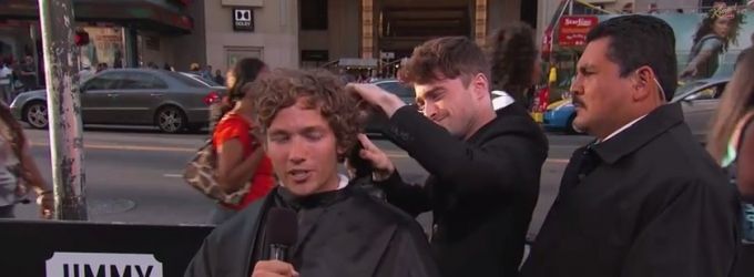 VIDEO: 'What If' Star Daniel Radcliffe Gives Haircut to Complete Stranger on JIMMY… Video