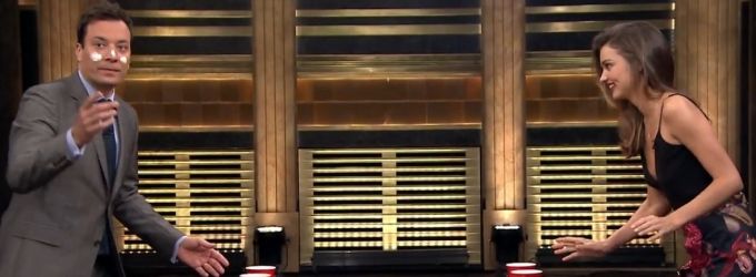 VIDEO: Miranda Kerr & Jimmy Play 'Flip Cup' Drinking Game on TONIGHT SHOW Video