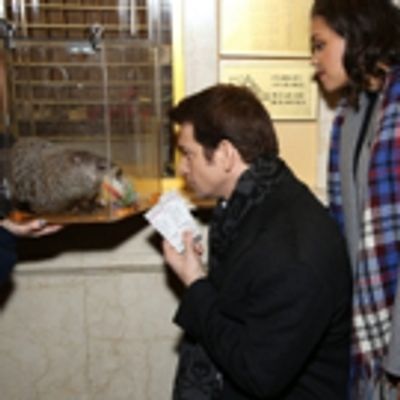 Photo Coverage: Staten Island Chuck Helps Andy Karl &amp; GROUNDHOG DAY Company Open the Box Office!