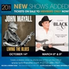 John Mayall and Clint Black Join The Lyric's 2016-17 Season