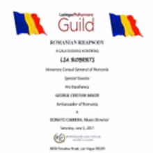 Las Vegas Philharmonic Guild Hosts ROMANIAN RHAPSODY GALA To Honor Lia Roberts, 6/3