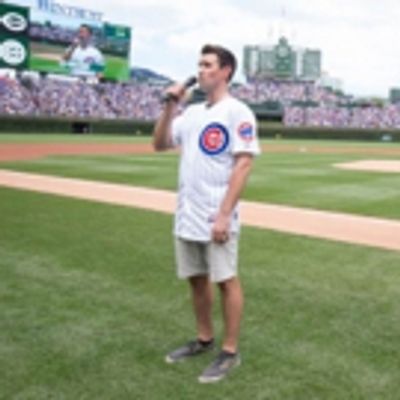 Photo Flash: THE BOOK OF MORMON's Ryan Bondy Pitches, Sings National Anthem at Wrigley Field