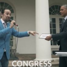 STAGE TUBE: HAMILTON's Lin-Manuel Miranda Does Some Capitol Hill Freestyling with President Obama