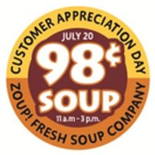 Zoup! Sells Soup for 98 Cents Franchise-wide to Thank Customers